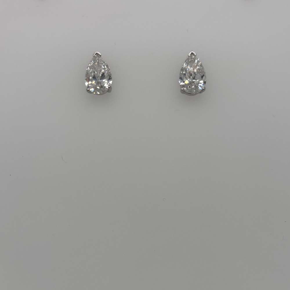 Lab grown pear studs 14k solid white gold